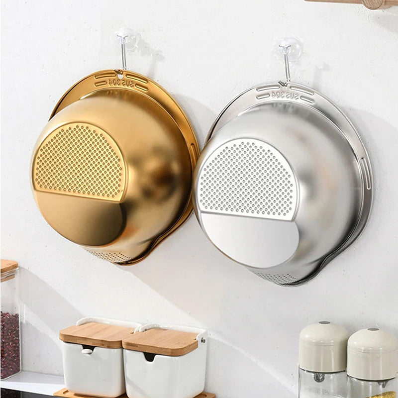 Stainless Steel Rice Washer Strainer Bowl