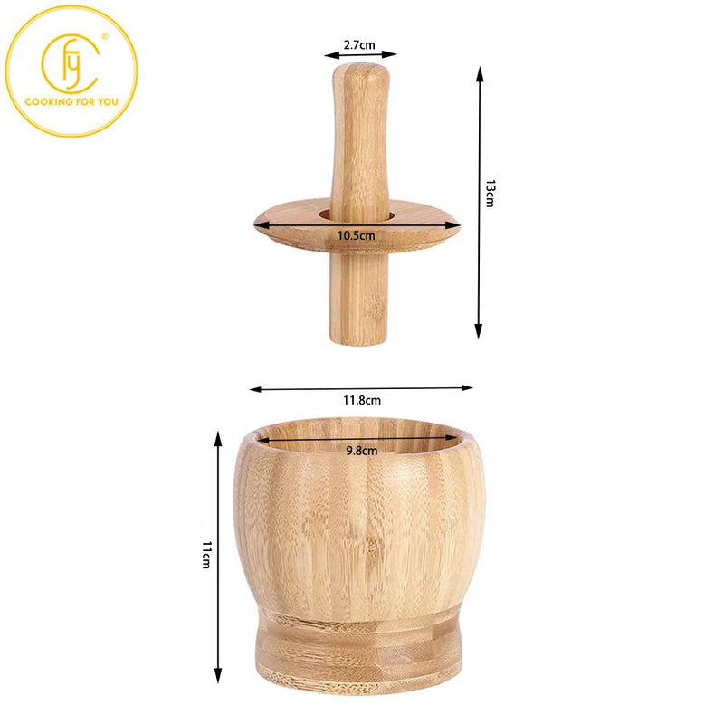 460ml Large Capacity bamboo Garlic Press Spice Grinder Manual Mashed Garlic Grinder