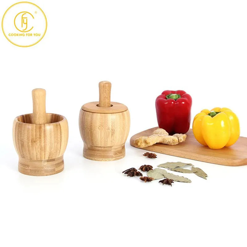 460ml Large Capacity bamboo Garlic Press Spice Grinder Manual Mashed Garlic Grinder