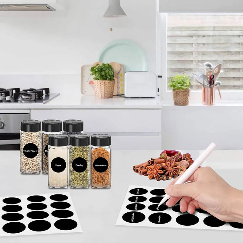 4oz Glass Spice Jars with Labels – Organized & Fresh Spice Storage