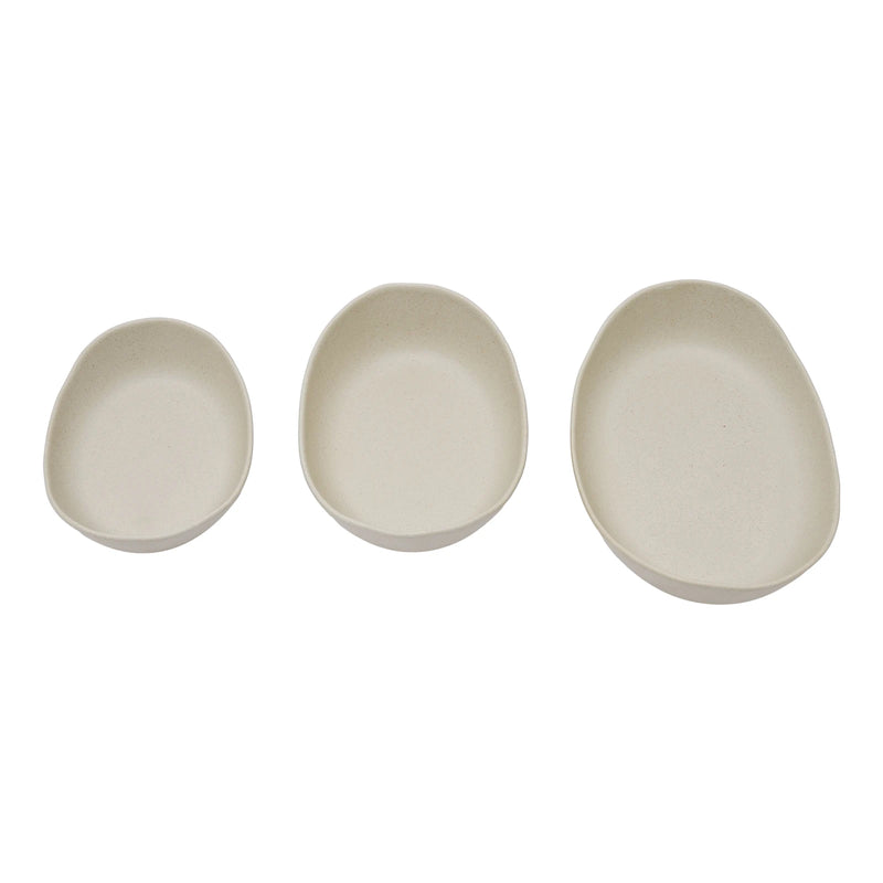 3-Tier Fruit Rack Ceramic Serving Bowls with Bamboo Wood