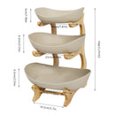 3-Tier Fruit Rack Ceramic Serving Bowls with Bamboo Wood