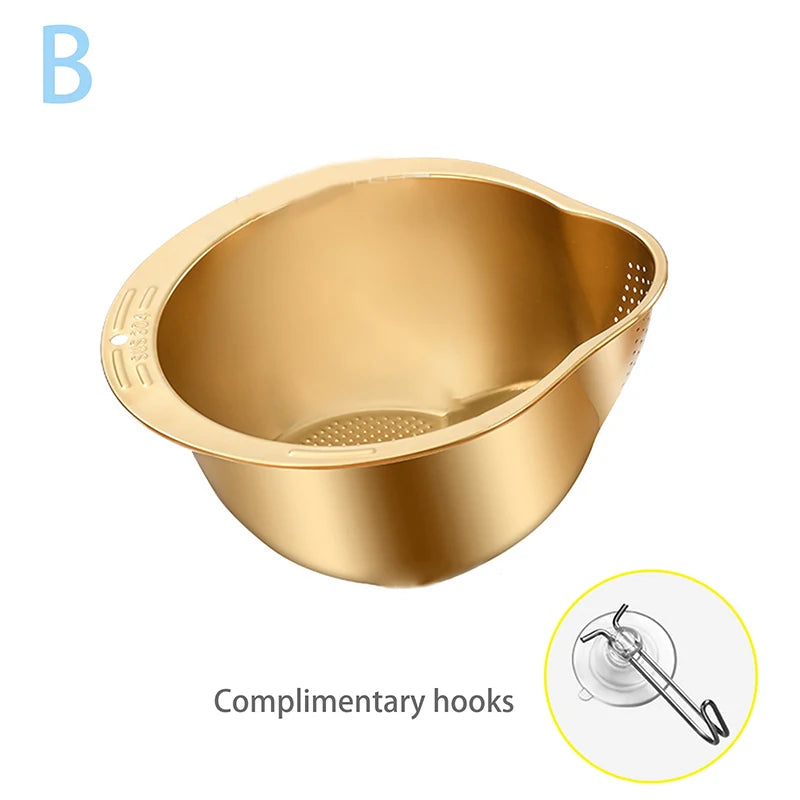 Stainless Steel Rice Washer Strainer Bowl