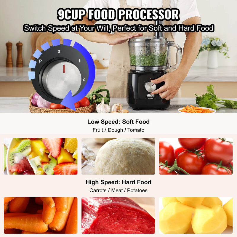 9-Cup Manual Food Processor for Effortless Chopping