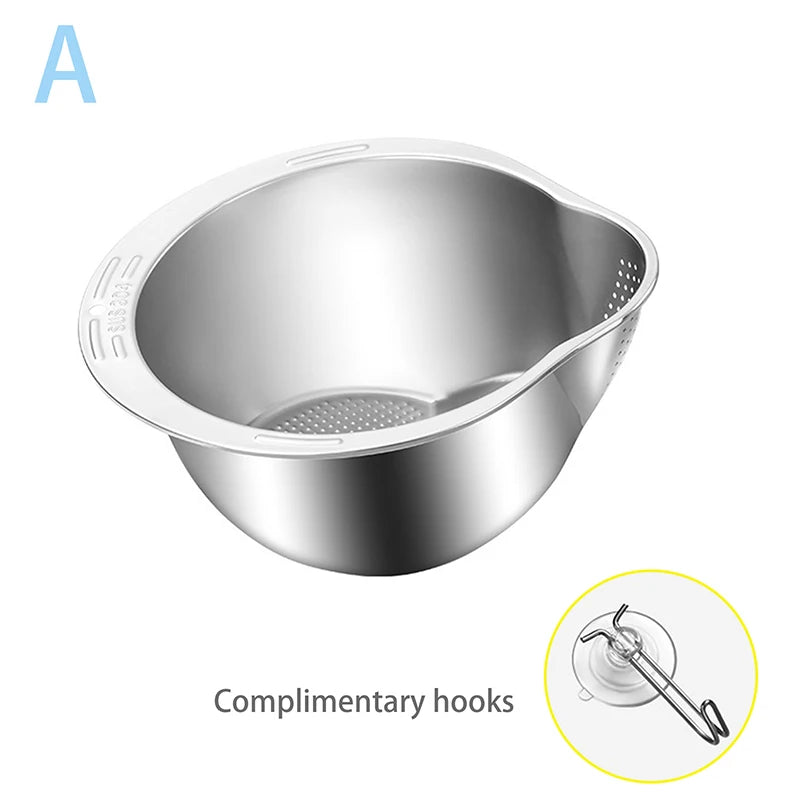 Stainless Steel Rice Washer Strainer Bowl